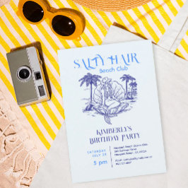 Invitación Coastal Blue Mermaid Cowgirl Summer Birthday Party