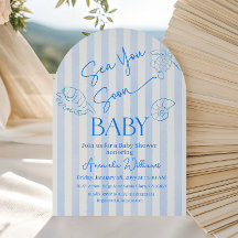 Coastal Blue Stripes Sea You Soon Boy Baby Shower