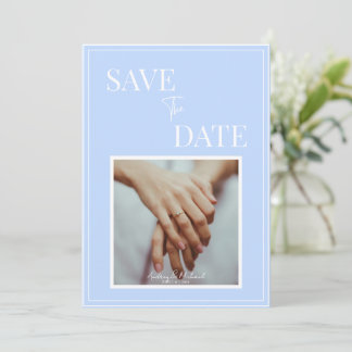 Invitación Coastal Blue Wedding Save the Date – Elegant