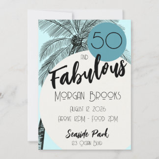 Invitación Coastal Chic 50 and Fabulous Birthday Aqua