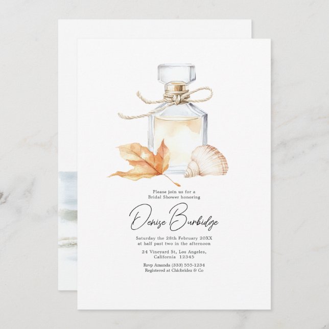 Invitación Coastal Chic Autumn - Fall Bridal Shower (Anverso / Reverso)