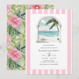 Invitación Coastal Chic Beach Club Birthday Party