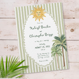 Invitación Coastal Chic Sun Palm Tree Wedding
