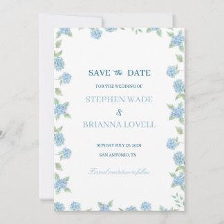 Invitación Coastal Hydrangea Save the Date 