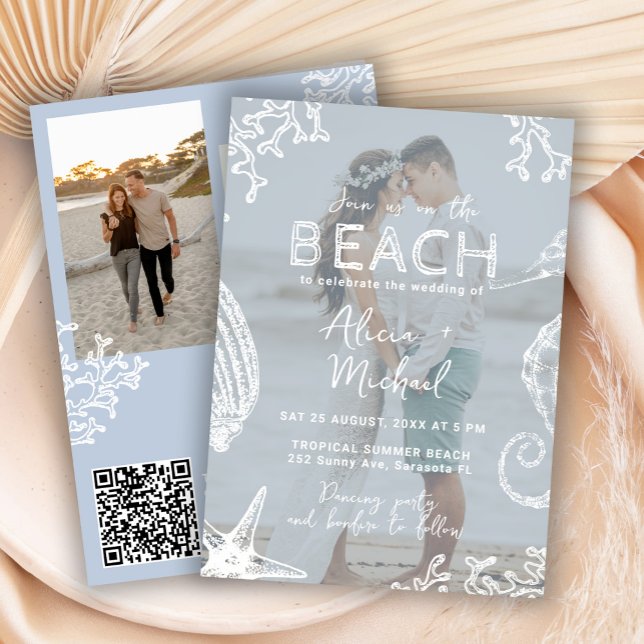 Invitación Coastal ocean beach destination wedding all in one (Subido por el creador)