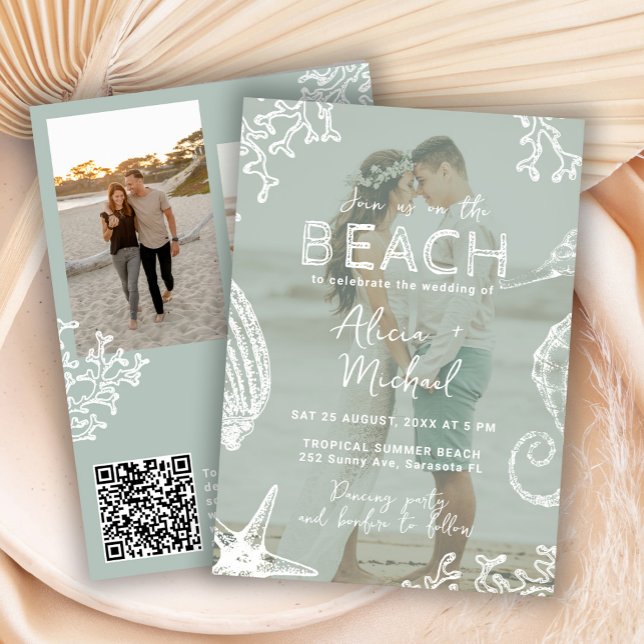 Invitación Coastal ocean beach destination wedding all in one (Subido por el creador)