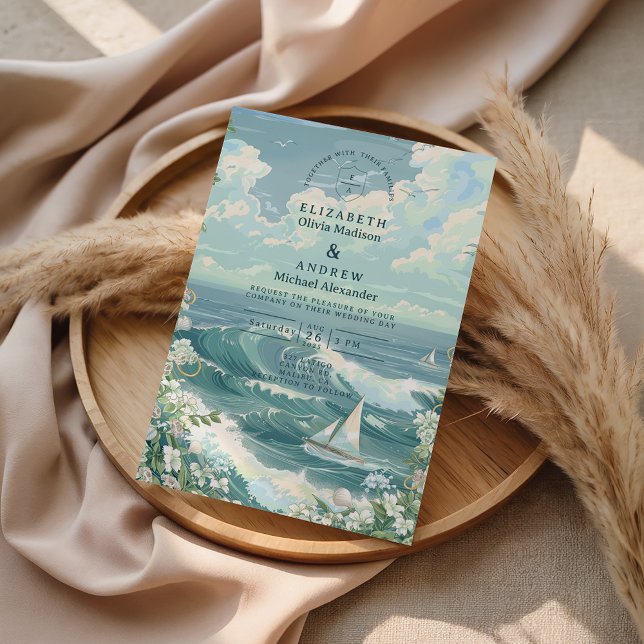 Invitación Coastal Sailboat Ocean Wedding (Subido por el creador)