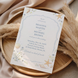 Invitación Coastal Seashell Floral Elegant