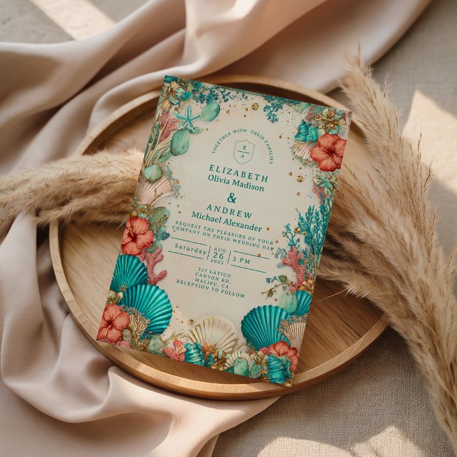 Invitación Coastal Seashell Wedding (Subido por el creador)