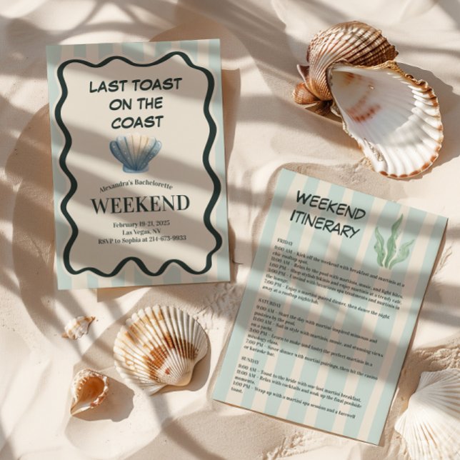 Invitación Coastal Shell Seafoam Bachelorette Bash (Subido por el creador)