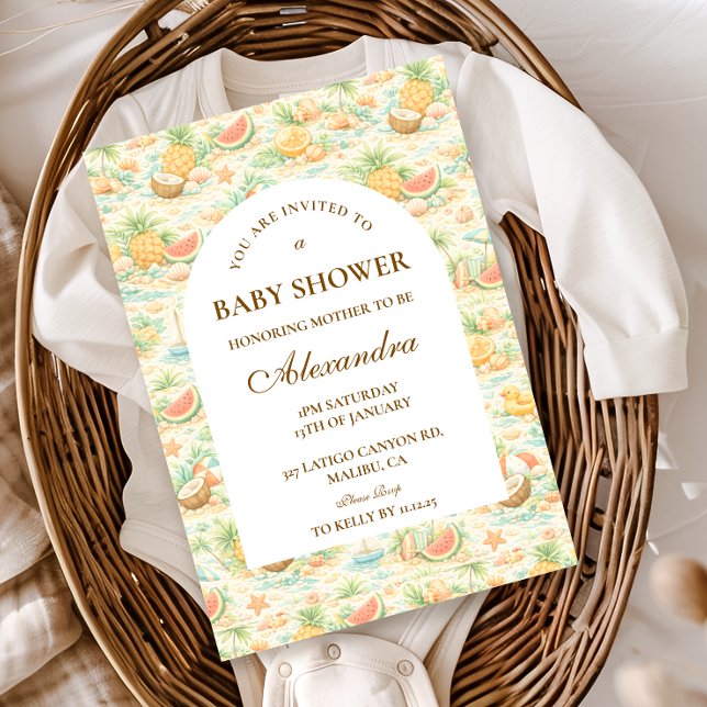 Invitación Coastal Tropical Fruits Baby Shower (Subido por el creador)