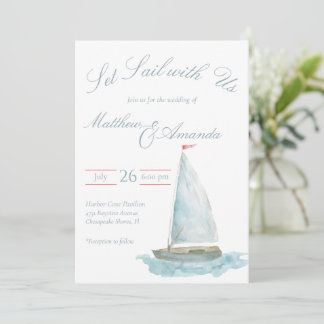 Invitación Coastal Watercolor Sailboat