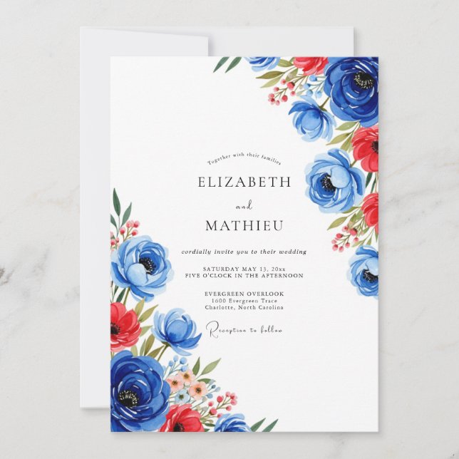 Invitación Cobalt Blue Charismatic Summer Wedding (Anverso)