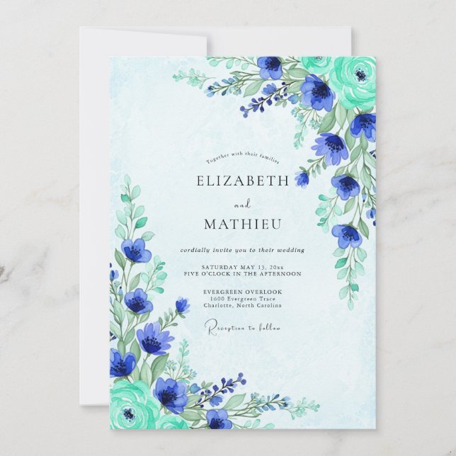 Invitación Cobalt Blue Ethereal Meadow Wedding (Anverso)