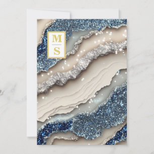 Invitación *~ Cobalt Blue Ivory Agate QR AR66 Boda RSVP