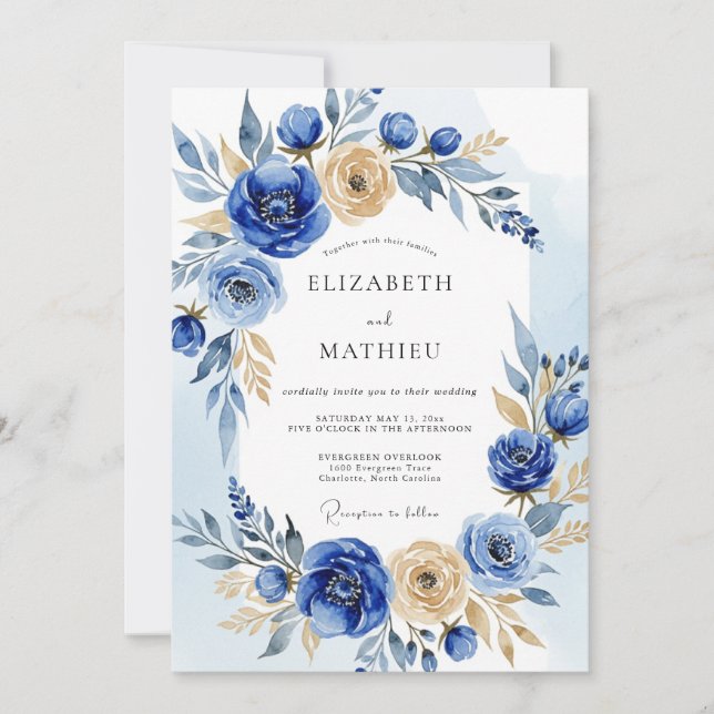 Invitación Cobalt Blue Opulent Winter Wedding (Anverso)