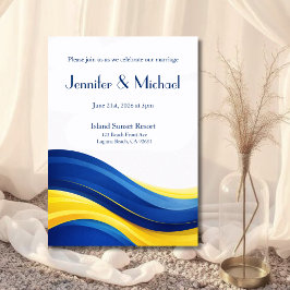 Invitación Cobalt Blue & Yellow Modern Wedding 
