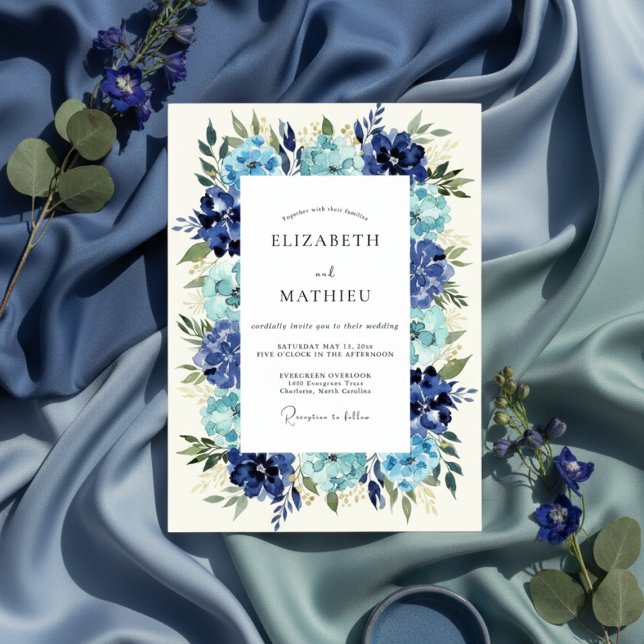 Invitación Cobalt Floral Lush Romance Wedding (Subido por el creador)