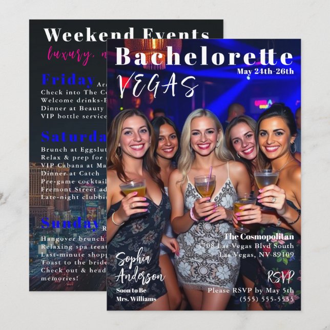 Invitación Cobertura de la revista Bachelorette Weekend (Anverso / Reverso)