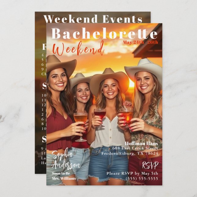 Invitación Cobertura de la revista Bachelorette Weekend (Anverso / Reverso)