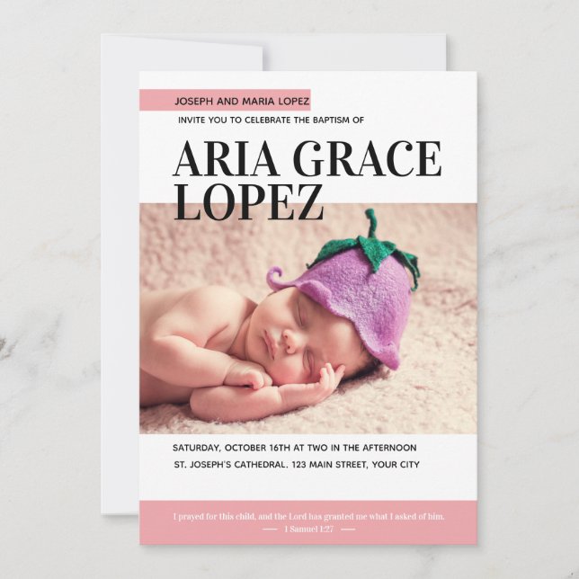 Invitación Cobertura de la revista Beber Baptismo (Anverso)
