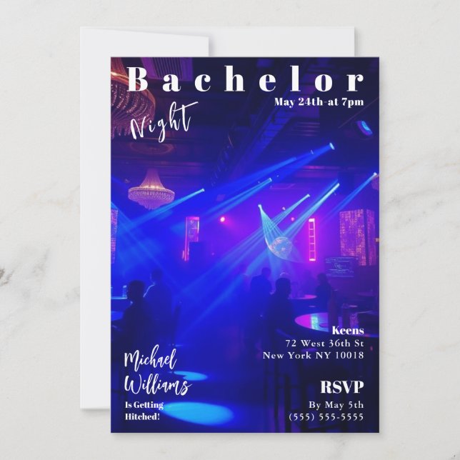 Invitación Cobertura de la revista de la noche del soltero (Anverso)