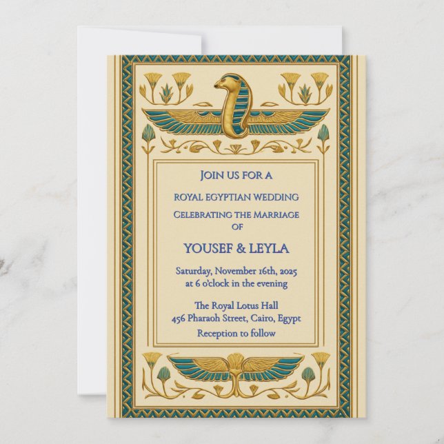 Invitación Cobra Lotus Gold Boda (Anverso)