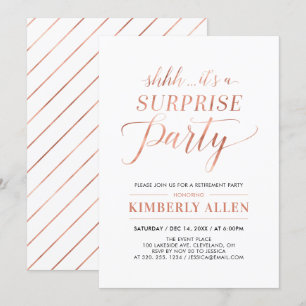 Invitación Cobre   Fiesta de Jubilación Sorpresa Simple Moder