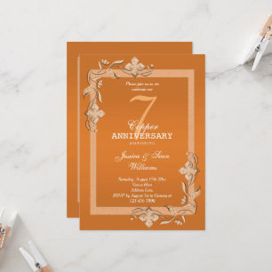 Invitación Cobre Gemas y Brillo 7º Aniversario de Bodas