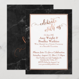 Invitación Cobre Mármol Negro Celebre Con Nosotros Diversión 