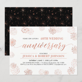 Invitación Cobre | Moderno Floral 40º Aniversario de Boda