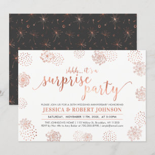 Invitación Cobre   Sorpresa moderna 50 aniversario de bodas