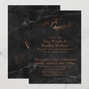 Invitación Cobre tenemos escritura casada en mármol negro