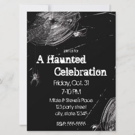 Invitación Cobwebs y la fiesta de Halloween de las arañas bla