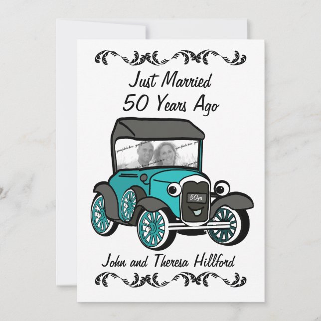 Invitación Coche Antiguo Aniversario 50 (Anverso)