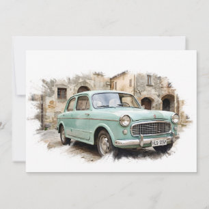 Invitación Coche Antiguo en Entorno Rústico