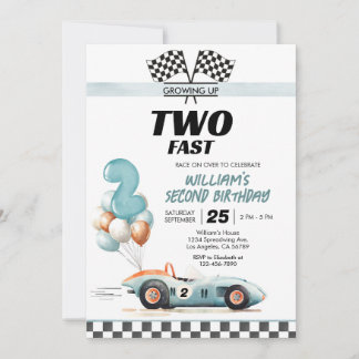 Invitación Coche de Carreras dos cumpleaños rápido