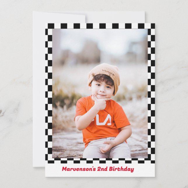 Invitación Coche de Carreras Dos niño rápido fiesta de 2º cum (Anverso)