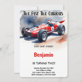 Invitación Coche de Carreras Editable, Cumpleaños Rápido Dos