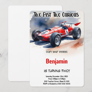 Invitación Coche de Carreras Editable, Cumpleaños Rápido Dos