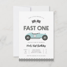 Invitación Coche de Carreras Retro Rápido Cumpleaños