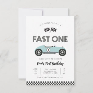 Invitación Coche de Carreras Retro Rápido Cumpleaños