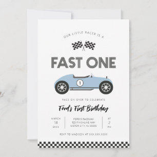 Invitación Coche de Carreras Retro Rápido Cumpleaños