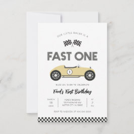 Invitación Coche de Carreras Retro Rápido Cumpleaños