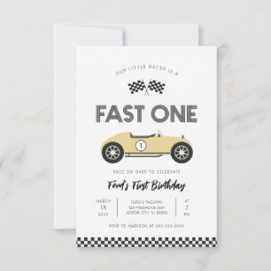 Invitación Coche de Carreras Retro Rápido Cumpleaños