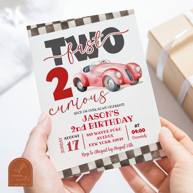 Invitación Coche de Carreras Roja Dos Rápidos Dos Curiosos Cu (Subido por el creador)