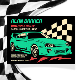 Invitación Coche de carreras vintage 
