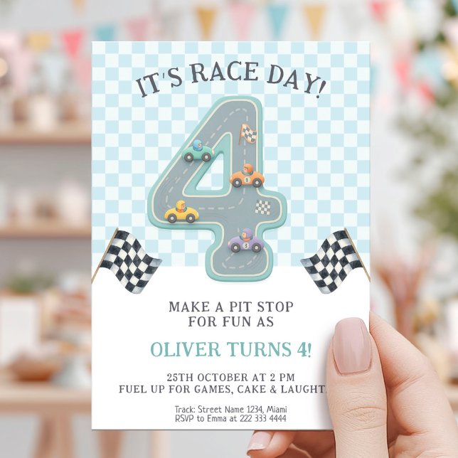 Invitación Coche de cumpleaños del día de la carrera de Paste (Subido por el creador)