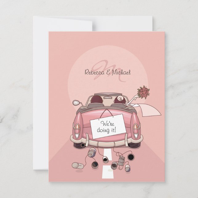 Invitación Coche de espantapájaros rosados (Anverso)