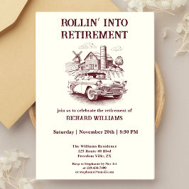 Invitación Coche de granero vintage de retiro masculino